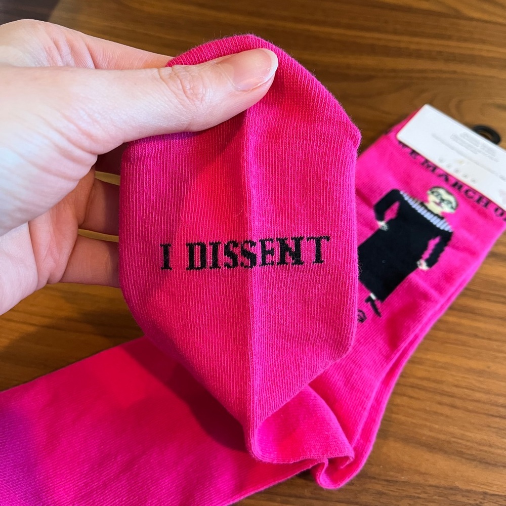 NWT RBG Pink Socks We March On I Dissent Ruth Bader Ginsburg Maggie Ster… - Picture 5 of 9
